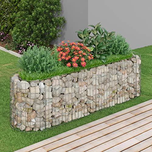 Mokuyary Lit surélevé à Gabion Fer galvanisé 190x50x50 cm Jardinière de Jardin, Bac de Plantation pour Cultiver Fleur Herbes Plantes Succulentes, Terrasse, Patio, Balcon