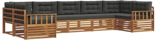 vidaXL Sofagarnituren 7 pcs Natur und Anthrazit Massivholz Akazie, Garten, Moderne Sofas, langlebige Möbel, Terrasse, Bequeme Lounge, praktische Sitzgelegenheit