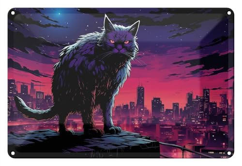 Wallario Blechschild Wandbild aus Metall Hüterin der Nacht - 20 x 30 cm in Premium-Qualität: Brillante Farben