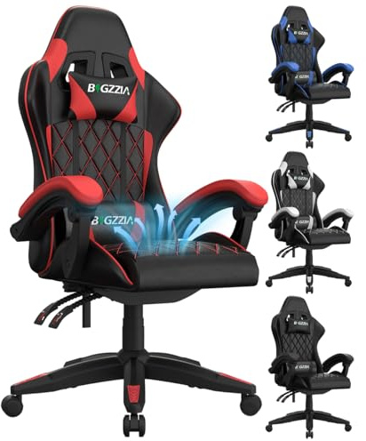 bigzzia Sedie Gaming, Sedie Gaming Ergonomiche con Cuscino Ventilat(Rosso)