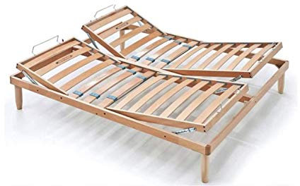 Evergreenweb - Rete Matrimoniale 160x200 a Doghe in Legno Faggio 2 Alzate Manuali Separate ALZA TESTA e PIEDI Pieghevole Ortopedica Base Letto o Materasso Regolatori Rigidità Gambe Smontabili, OFFERTA