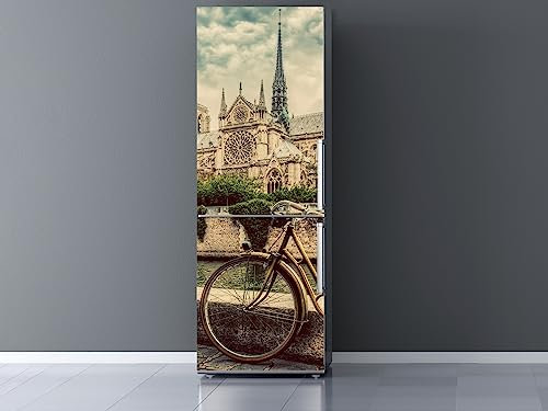 Oedim Vinilo Frigorífico Vistas a Notre Dame 185x60cm | Adhesivo Resistente | Pegatinas de Nevera Económicas y Elegantes | Vinilo Nevera