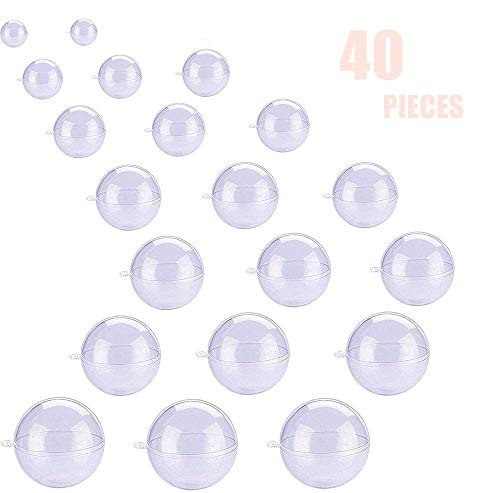 AIVS 20 Set Große Größe DIY ABS Kunststoff Badebomben Modell 40 Stück zum Basteln Ihrer eigenen Sprudeln, klare Kunststoffkugel-Ornamente für Weihnachten und Party Dekorationen