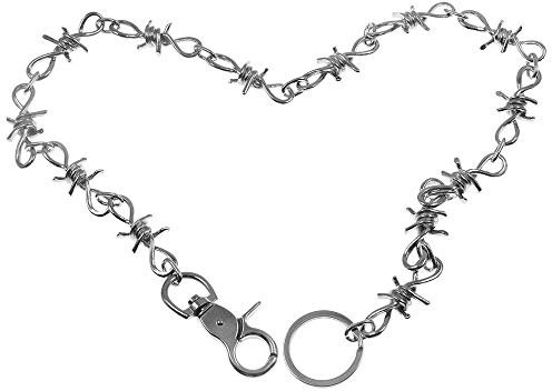 G·PE House 26 Mens Motorcycle Biker Trucker Jean Key Barbed Wire Wallet Chain Silver, Silver, 26