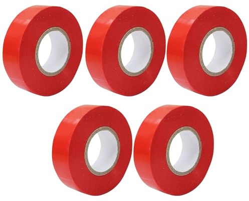 Dapetz ® Red Electrical Tape 19mm x 33m 5 Roll of Strong Self-Adhesive PVC Insulation Tape for Insulating, Repairing and Protecting Electrical Wires