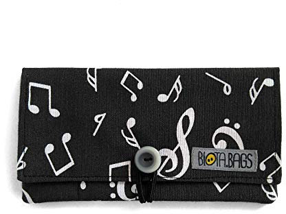 BiotaBags - Pitillera tabaco de liar, Tabaquera artesanal de tela, Estuche regalo fumador con bolsillos (NOTAS MUSICALES)