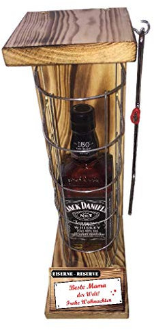 Whiskey J.Daniel Geschenk Mama zu Weihnachten Eiserne Reserve Gitter Text rot: Beste Mama der Welt - Frohe Weihnachten Whisky (1 x 0.70 l)