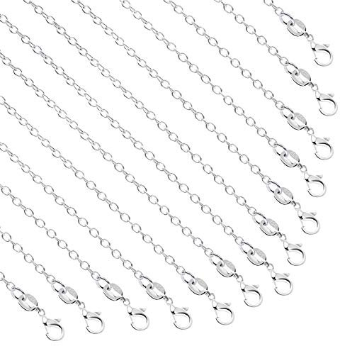 SANNIX 50 Stück x 45cm Halskette, Ketten, Chain, Bulk Versilberte Kabelketten Packung für DIY Schmuckherstellung Schmuck Basteln Herstellung (Silber)
