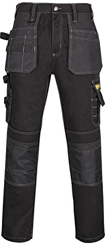 FORJA Work Trousers Men Multi Pockets Mens Work Trousers - Work Utility & Safety Trousers with Holster and Knee Pad Pockets - Work Pants for Men Best for Site Work, Builders, Electricians & Gardening