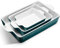 IPOW S-M-L Casserole Dish Set, Ceramic Baking Dish Set, Deep Lasagna Pan with Handles, Baking Dishes for Oven to Table, 3 Pcs Rectangular Bakeware Set for Cooking, Dark Green