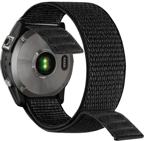 YOOSIDE 22mm Loop Nylon Armband für Garmin Fenix 8 47mm / epix Pro 47mm / Instinct 3 45mm/Fenix 7/6/5, Ultraleichtes Schnell Trocknen Schleife Waschbar Uhrenarmband für Forerunner 965 (Schwarz)