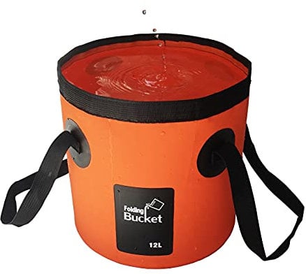 Zusammenklappbarer Eimer, 12L & 20L Multifunktionaler tragbarer zusammenklappbarer Angeleimer - Faltschaufel für Waschbecken - Wasserbehälter zum Angeln - Camping - Gartenarbeit (Orange, 12L)