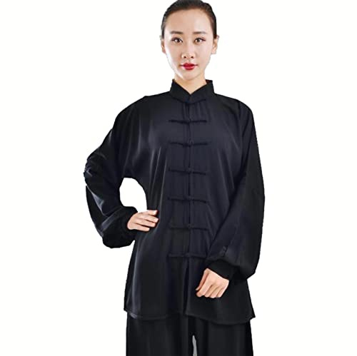 Kung Fu Vêtements Tai Chi Uniformes Kung FU Costume Arts Martiaux Costume Tenue Wing Chun pour Homme Et Femme,Black-XXL