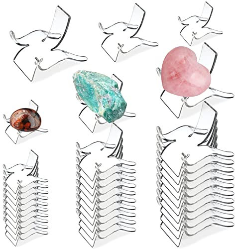 (36 PCS 3 Size Display Stand,Acrylic Rock Display Stands,Clear Display Easel Stands Pedestal for Crystal Geodes Rock Mineral Agate Fossil Coral Crystal/Gemstone Small Collectibles Display Stands