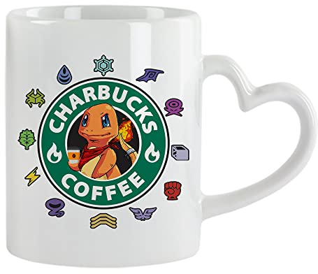 Getagift charbucks Coffee Coffee Tea Cocoa Soup Daily use Mug Ceramic Heart Handle Coffee Mug. (White)
