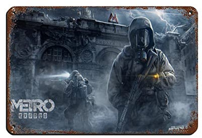 RIELLI Metro Exodus Game 3 Retro Poster Metall Blechschild Chic Art Retro Eisen Malerei Bar Menschen Höhle Cafe Familie Garage Poster Wanddekoration 20 x 30 cm