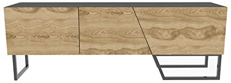 DECOROTIKA - Parla TV Stand TV Unit TV Cabinet Entertainment Centre with Storage (Black, Oud Pattern and Black)