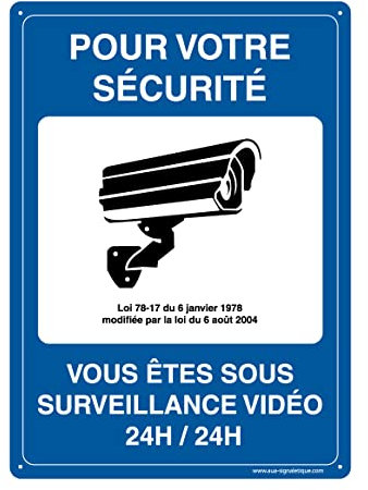 AUA SIGNALETIQUE - Panneau De Signalisation en PVC Rigide et Compact 1.5 mm. (121 x 170 mm, Vous Êtes sous Surveillance Vidéo)