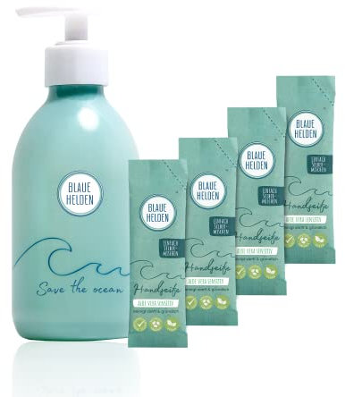 Blaue Helden Handseife Aloe Vera Starterset + 4x Nachfüll-Pulver