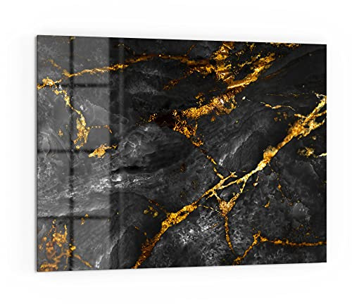 DEQORI Küchenrückwand Glas | Motiv Veredelter Naturstein | 80x60 cm | Bad- oder Herd-Rückwand | Herdblende Spritzschutz für Küche & Badezimmer | moderne Deko für Fliesenspiegel