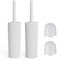 Toilet Brush, 2 Pack Toilet Brushes & Holders Sets with Plastic Handle and Soft Flexible Bristles, 4 Toilet Brush Heads for Bathroom Toilet-Ergonomic, Elegant, Durable Loo Brush (White)