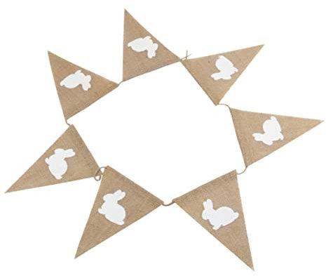 ABOOFAN 1Stk Ostern hängende Girlande Weihnachtskranz Kaninchen-Banner fensterdeko Ostern osterdekoration Partyzubehör Leinenbanner Hase Ziehen Sie die Flagge Jutetuch Ammer schmücken