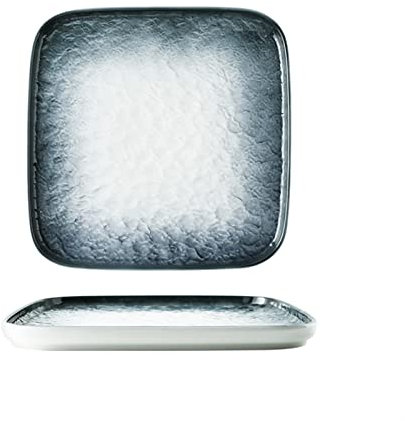 UCCE Platos Llanos Platos Llanos Patrón de Piedra Cuadrada Plato Llano de cerámica Postre casero Platos de Porcelana Plato Grande (D)