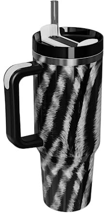 FXLCMUS Leopard - Borraccia in acciaio inox isolata con cannuccia, portatile, a prova di perdite, mantiene le bevande calde e fredde, ideale per viaggi, attività all'aperto e uso quotidiano, 1200 ml,