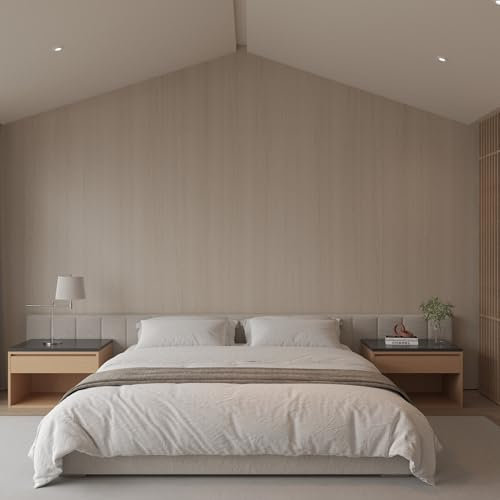 JSEVEM 80CM×4M Air Guide Design Extra Wide Thick Beige Warm Color Wood Wallpaper Peel and Stick Waterproof Light Brown Wood Contact Paper Vinyl Wrap Matte Textured Furniture Sticker for Bedroom Walls
