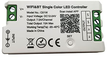 C01W Monochrome LED Streifen Dim Helligkeit 2.4 GHz WiFi Group Controller Alexa Google Home Smartphone APP Steuerung Kompatibel mit WR02RF LM007 LM087 FUT006 B1 Mi-Boxer/Mi-Light Dim Fernbedienung