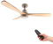 M mimotec - Ventilateur de plafond Led Wood 58W Nickel, télécommande, moteur DC 30W+Lumière Led 18W, 6 vitesses, Silencieux, 3 Lames bois naturel, 132 cm, fonction été-hiver, minuterie