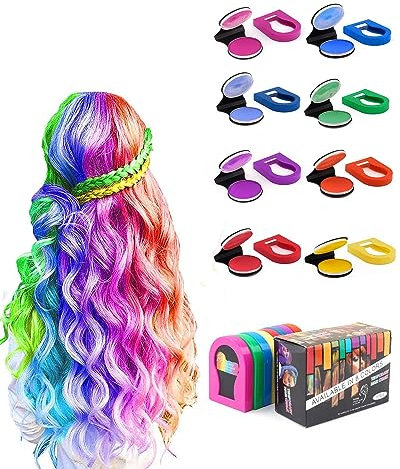 zalati Polvo para el Cabello Infantil 8 tintes temporales para el Cabello, Disponibles para Juegos de rol de Fiestas de Halloween - 8 Colores