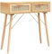 Tidyard Table Console de 2 Tiroirs Table d'entrée Table d'appoint Marron 80x30x75 cm Bois Massif pin/rotin Naturel