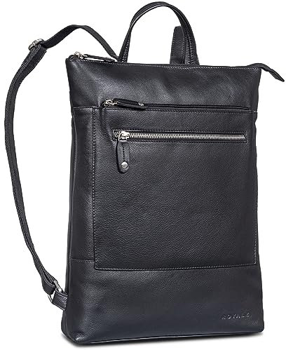ROYALZ 'Orlando' Vintage Sac à Dos Homme Ordinateur Cuir Véritable Plat Business Laptop 15,6 Pouces Backpack Sac à Dos Travail avec de Nombreux Compartiments, Couleur:Noir