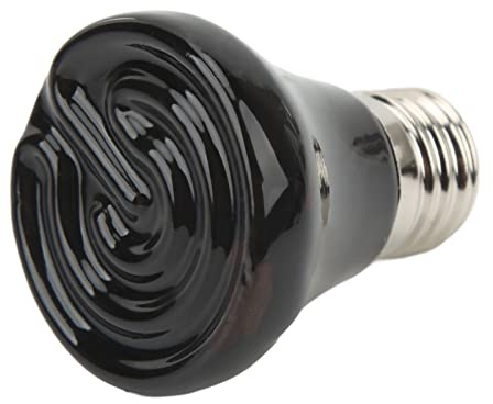 Greensen Mini Infrarot Heizlampe für Reptilien, Keramikheizlampe für 24 Stunden Dauerheizung, natürliches Infrarot, geeignet für Lizards, Reptiles (100 W Schwarz)
