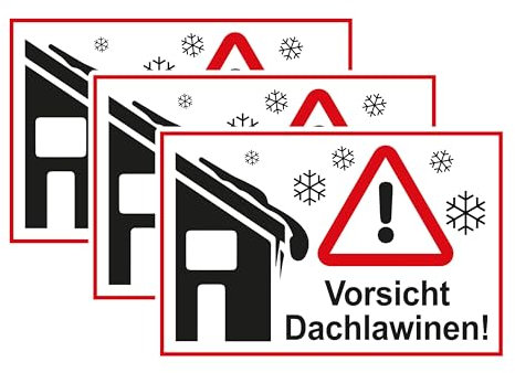 SL group - 3 Schilder Vorsicht Dachlawinen! in 20 x 30 cm extra stabiler PVC Kunststoff-Platte - Hinweisschild Achtung fallende Eiszapfen oder Schnellfall - Hinweistafel für Dach & Schneelawine