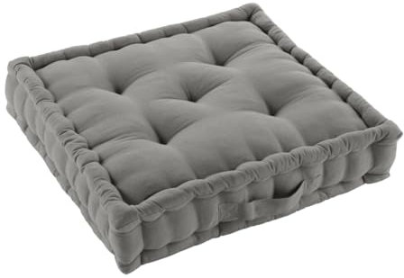 Acomoda Textil – Cojín de Suelo Acolchado con Asa de Transporte. Cojines para Palets, Banco, Silla y Suelo, Asiento Cómodo Decorativo para Interior y Exterior. (Gris, 50x50cm, 2 Unidades)