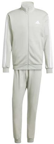 adidas Men's SPORTSWEAR BASIC 3 STRIPES FLEECE TRACKSUIT, wonder silver, XXL