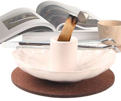 Genérico Soporte de Salvia para Quemar, Quemador de Soporte Palo Santo | Cuenco ardiente de Salvia | Soporte para Quemador Santo, Bandeja para Quemar Varillas de Incienso, Soporte de Salvia,