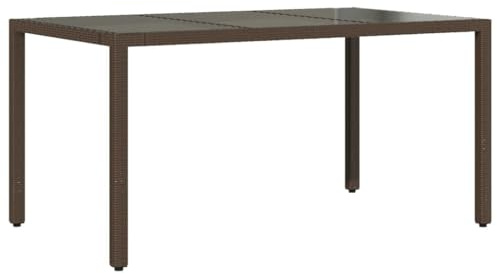 vidaXL Gartentisch mit Glasplatte Braun 150x90x75 cm Poly Rattan