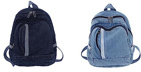 YOUNAFEN Exquisiter Tagesrucksack, Schultasche, Denim-Rucksack, Jeans-Rucksack, Doppelschulter, Geschenk für Valentinstag, Tiefes Blau, as pics show