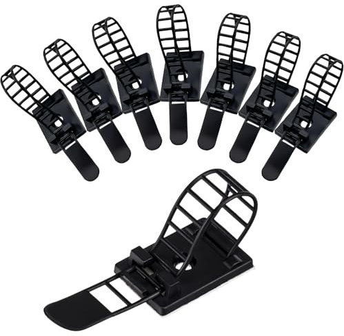 Gotetiso 50 Stück Kabelhalter Selbstklebend Kabelbinder Kabelclips Kabelklemmen Verstellbare Kabelschellen Kabelmanagement Nylon Kabelbinder Kabelbefestigung Kabel Gurte Schwarz Schreibtisch Organizer