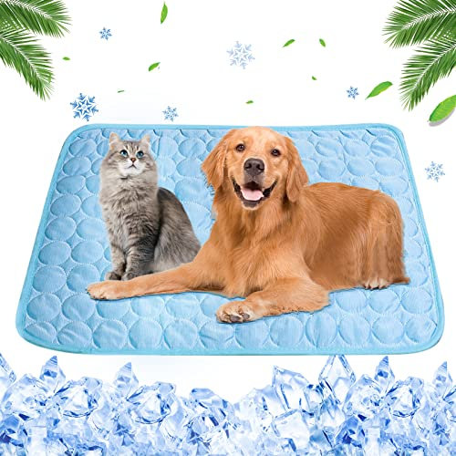 LuLuanping Kühlmatte für Hunde, 70×55cm Pet Cooling Mat, Matten, Grosse Besser Verschleißfest Hundematte, Waschbar, Komfortabel kühlende Haustier Matte Geeignet für Kleine Katzen und Hunde (Blau)