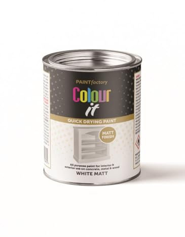 Inspired Essentials 300ml Non Drip Paint Tin Exterior Interior Hard Drying Performance Multi-Purpose Tin for Metal, Wood, Plastic, Walls with Perfect Finish (1, White Matt)