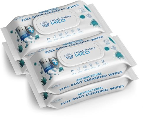 HEALTHONMED Antibacterial Full Body Wipes (Pack of 4, 200 Counts)