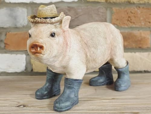 My Square Mile Resin Pig Ornament Statue Sculpture, Hand-Painted, Garden Novelty Gift, Indoor and Outdoor Use (Standing Pig)