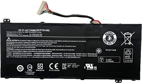 AC17A8M 3ICP7/61/80 Laptop Battery Compatible for Acer Spin 3 SP314-52 TMX314-51-M MG TMX3310-M TMX3410-MG Series(11.55V 59.1Wh)