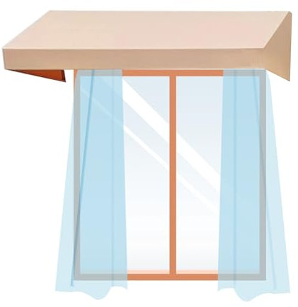 GOCHUSX Tendalino per Porta Finestra, Tenda da Esterno Fissa, Riparo Parasole in Poliestere con Protezione UV per Giardino, Cortile, Facile da Installare(80x45x45cm)