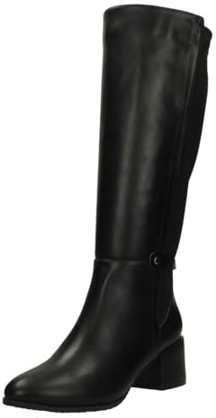 Spot On Ladies Block Heel Wide Fitting Knee High Boots F51256 - Black Synthetic - UK Size 8 - EU Size 41 - US Size 10