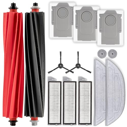 (14 Pièces) Pièces De Rechange pour l'Aspirateur Robot Roborock S8 Maxv Ultra/ S8 Max Ultra 2 Brosses Rotatives 2 Brosses Latérales 3 Filtres Hepa 3 Sacs à Poussière 2 Grandes Et 2 Petites Serpillères